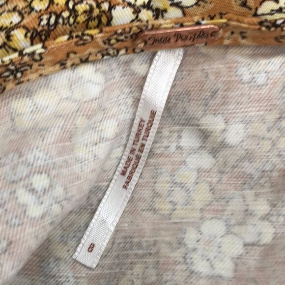 Free People Linen Blend Floral Dress Sz8 - Picture 7 of 8
